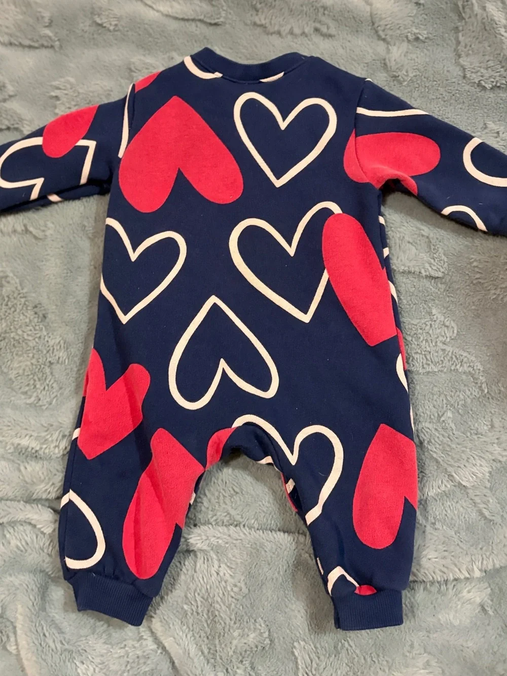 Old Navy Navy Baby Romper with Red Heart Accent